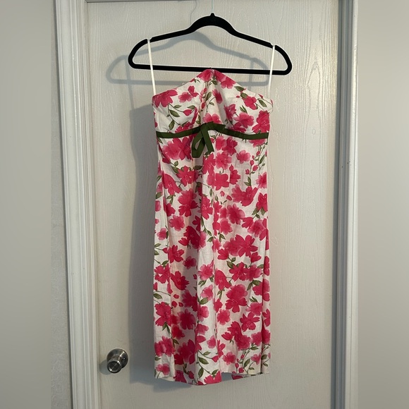 Dresses & Skirts - Floral Pink and Green Strapless Dress